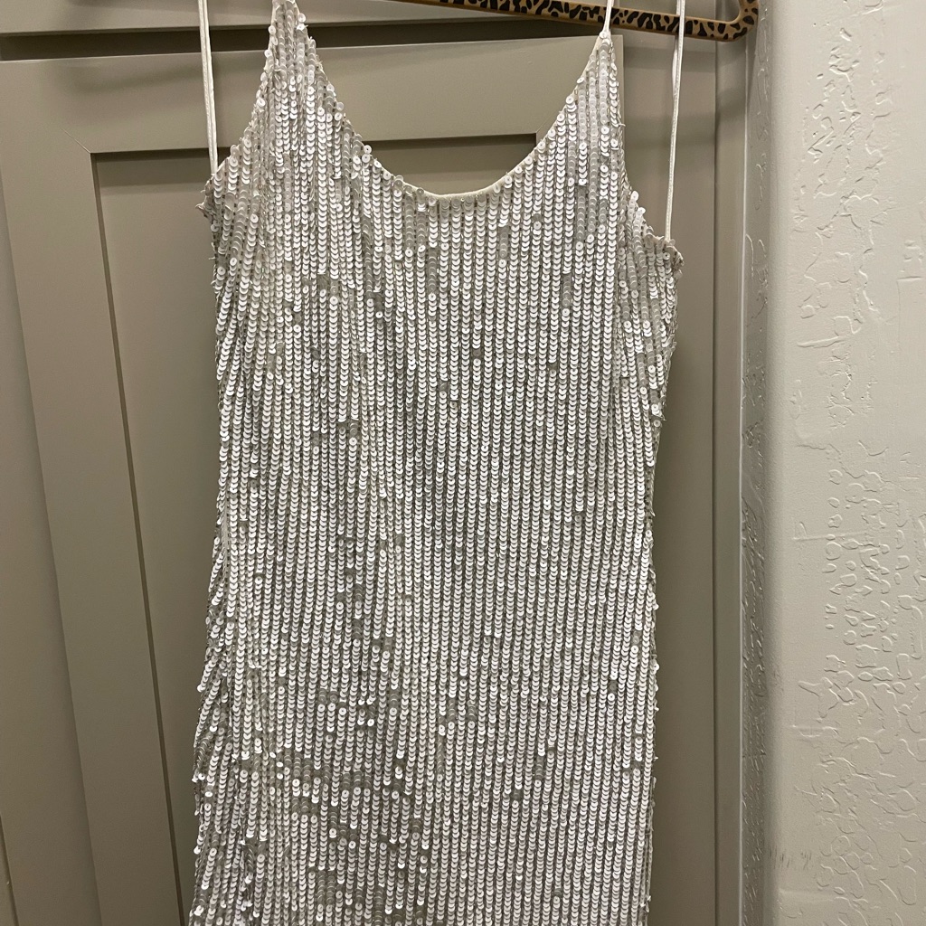 Alice + Olivia White Sequin Dress